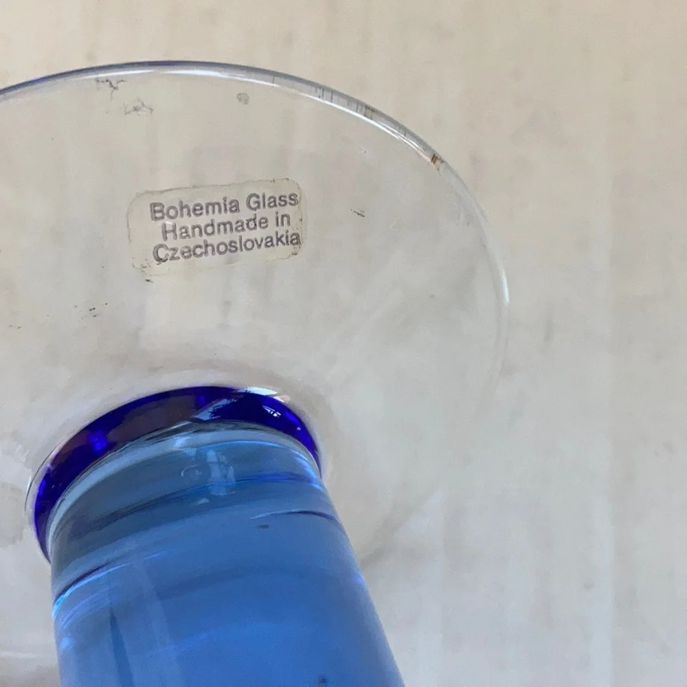 Bohemia Glass Czech blue candlestick